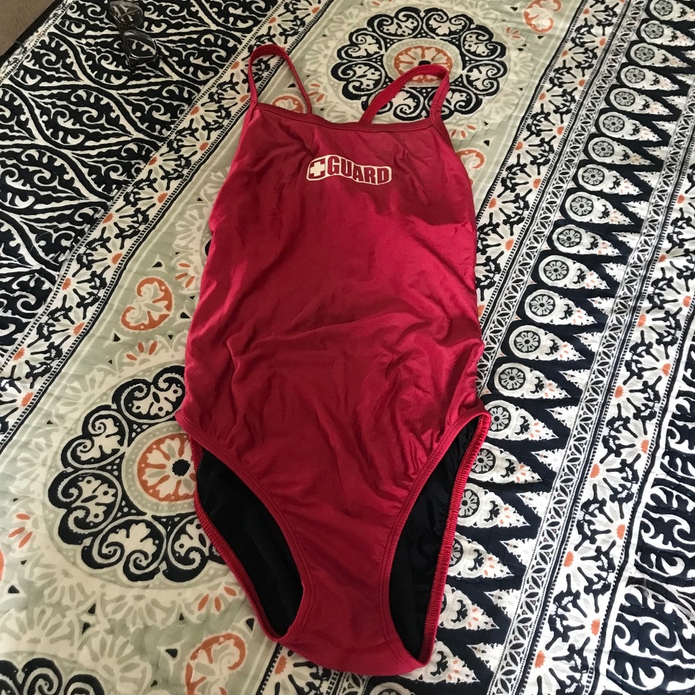 Lifeguard Life Guard swim suit red blue one piece